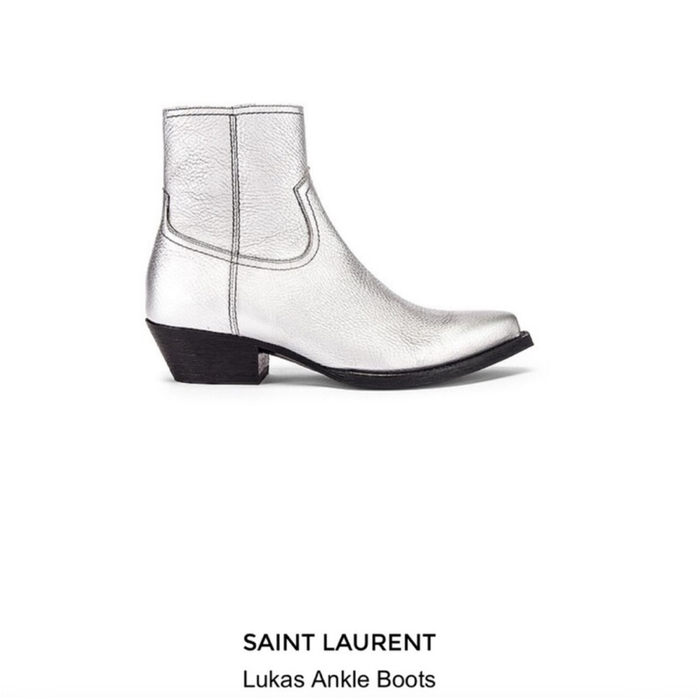 Saint Laurent Silver Ankle Boots - Picture 3 of 8